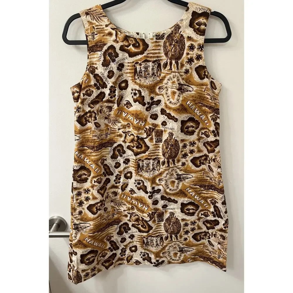 Vintage Hilo Hattie Shift Dress Petite SIZE 14 Hawaiian‎ Sleeveless 100% Cotton - Picture 2 of 5